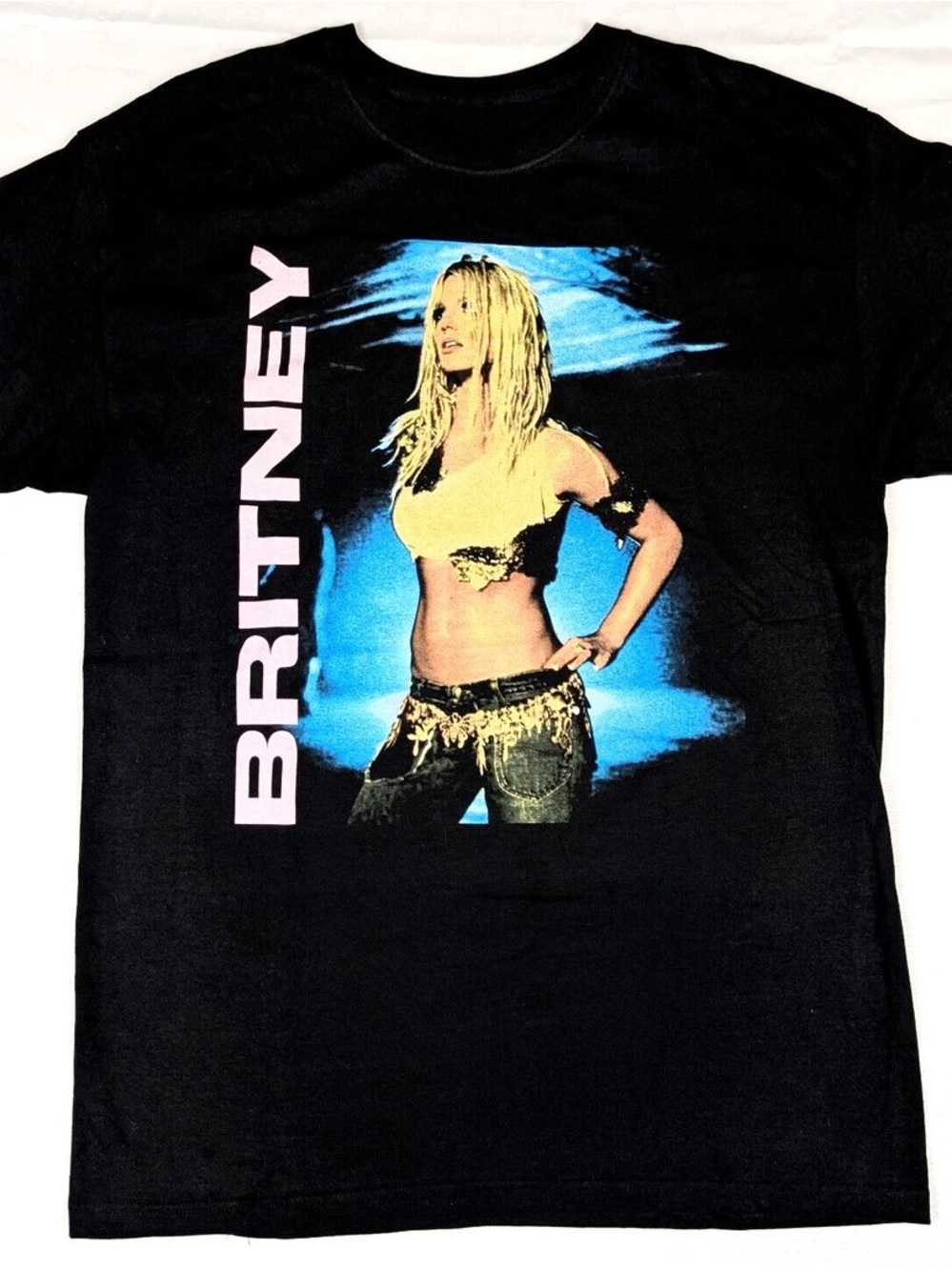 ✅Britney Black Graphic Short Sleeve Tee with Pink Logo